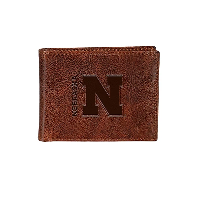 Nebraska Huskers Bi-Fold Leather Passcase Wallet