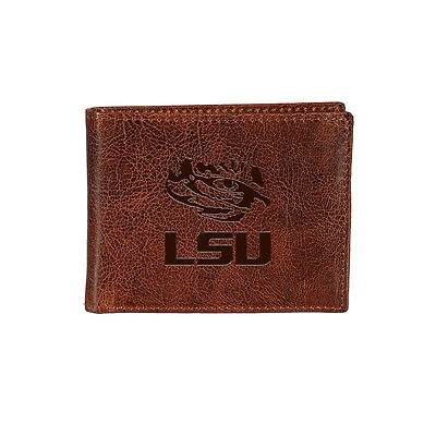 LSU Tigers Bi-Fold Leather Passcase Wallet