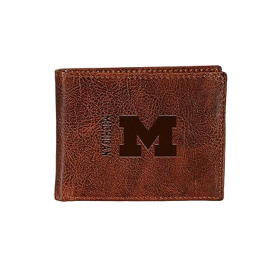 Michigan Wolverines Bi-Fold Leather Passcase Wallet