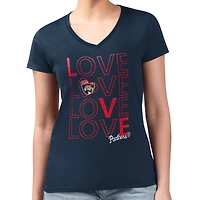 Women's G-III 4Her by Carl Banks  Navy Florida Panthers Super-Slim Fit Lightweight Large Love Graphic V-Neck T-Shirt