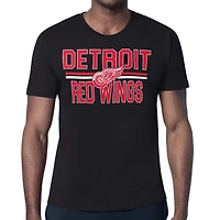 Men's Starter Black Detroit Red Wings Mesh Look Team Name T-Shirt