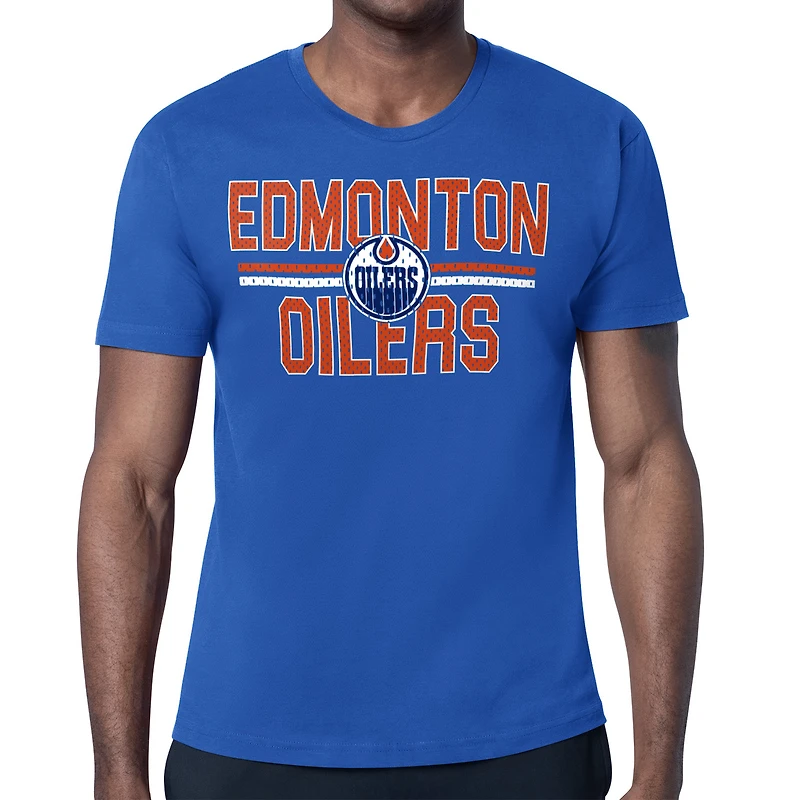 Men's Starter Royal Edmonton Oilers Mesh Look Team Name T-Shirt