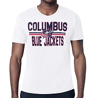 Men's Starter White Columbus Blue Jackets Mesh Look Team Name T-Shirt