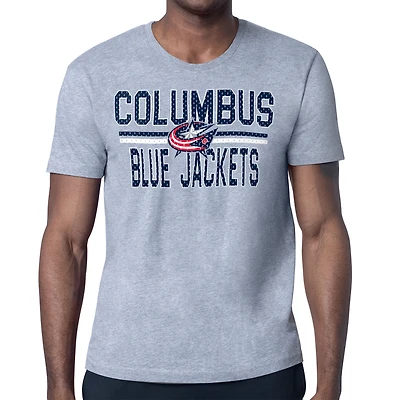 Men's Starter Heather Gray Columbus Blue Jackets Mesh Look Team Name T-Shirt