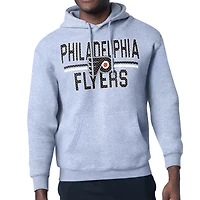 Men's Starter Heather Gray Philadelphia Flyers Mesh Look Team Name Logo Tri-Blend Pullover Hoodie