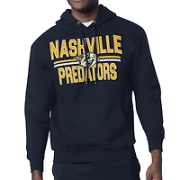 Men's Starter Navy Nashville Predators Mesh Look Team Name Logo Tri-Blend Pullover Hoodie