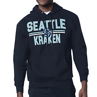 Men's Starter Deep Sea Blue Seattle Kraken Mesh Look Team Name Logo Tri-Blend Pullover Hoodie