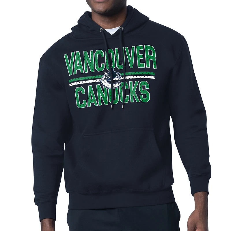 Men's Starter Navy Vancouver Canucks Mesh Look Team Name Logo Tri-Blend Pullover Hoodie