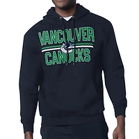 Men's Starter Navy Vancouver Canucks Mesh Look Team Name Logo Tri-Blend Pullover Hoodie