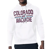 Men's Starter White Colorado Avalanche Mesh Look Team Name Logo Tri-Blend Pullover Hoodie