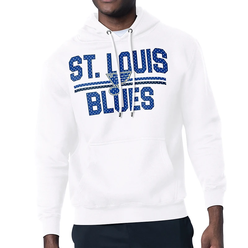 Men's Starter White St. Louis Blues Mesh Look Team Name Logo Tri-Blend Pullover Hoodie