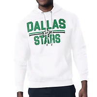 Men's Starter White Dallas Stars Mesh Look Team Name Logo Tri-Blend Pullover Hoodie