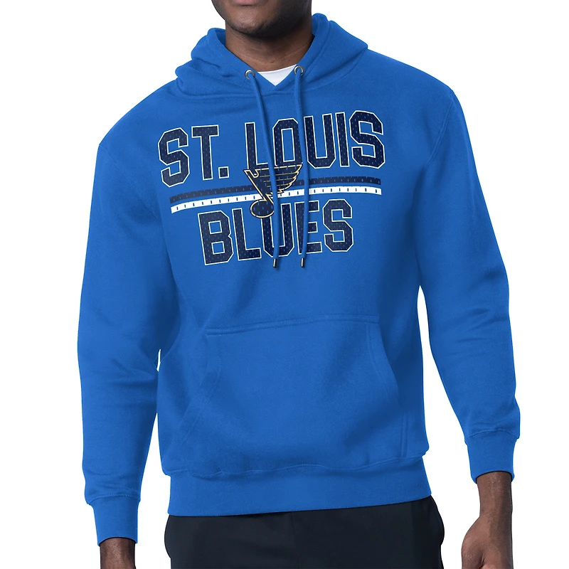 Men's Starter Blue St. Louis Blues Mesh Look Team Name Logo Tri-Blend Pullover Hoodie