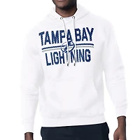Men's Starter White Tampa Bay Lightning Mesh Look Team Name Logo Tri-Blend Pullover Hoodie