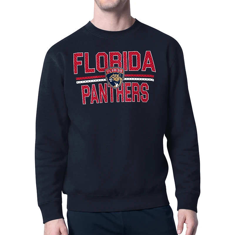 Men's Starter Navy Florida Panthers Mesh Look Team Name Logo Pullover Sweatshirt