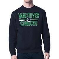Men's Starter Navy Vancouver Canucks Mesh Look Team Name Logo Pullover Sweatshirt