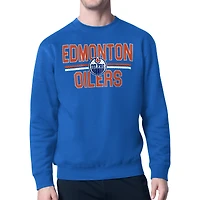 Men's Starter Blue Edmonton Oilers Mesh Look Team Name Logo Pullover Sweatshirt