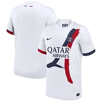 Men's Nike White Paris Saint-Germain 2025/26 Away Replica Jersey