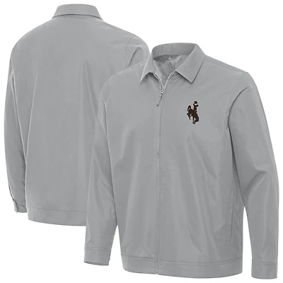 Men's Antigua Gray Wyoming Cowboys Pivot Full-Zip Jacket