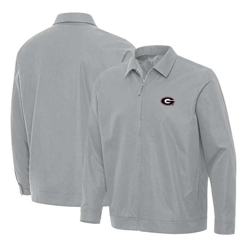 Men's Antigua Gray Georgia Bulldogs Pivot Full-Zip Jacket
