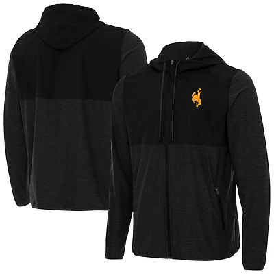 Men's Antigua Black Wyoming Cowboys Sway Full-Zip Hoodie Jacket