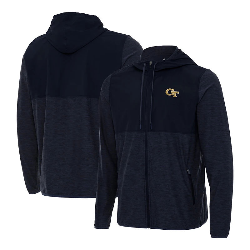 Men's Antigua Navy Georgia Tech Yellow Jackets Sway Full-Zip Hoodie Jacket