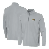 Men's Antigua Gray Georgia Tech Yellow Jackets Perilous Quarter-Zip Pullover Top