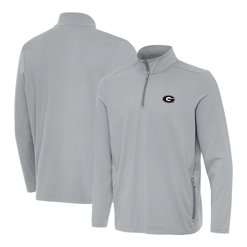 Men's Antigua Gray Georgia Bulldogs Perilous Quarter-Zip Pullover Top