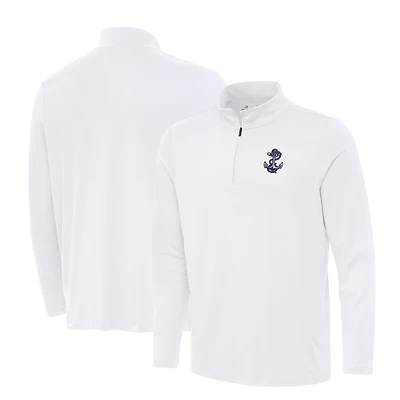 Men's Antigua White Navy Midshipmen Reprocess Quarter-Zip Top