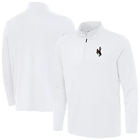 Men's Antigua White Wyoming Cowboys Reprocess Quarter-Zip Top