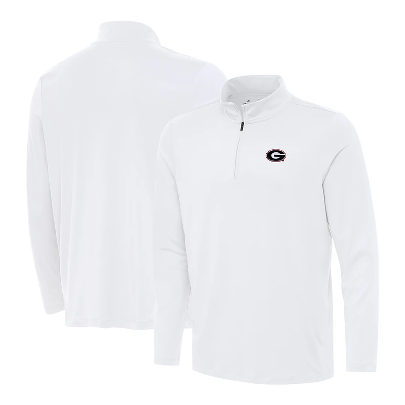 Men's Antigua White Georgia Bulldogs Reprocess Quarter-Zip Top