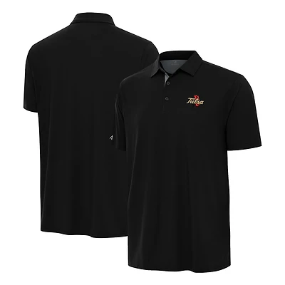 Men's Antigua Black/Gray Tulsa Golden Hurricane Era Polo