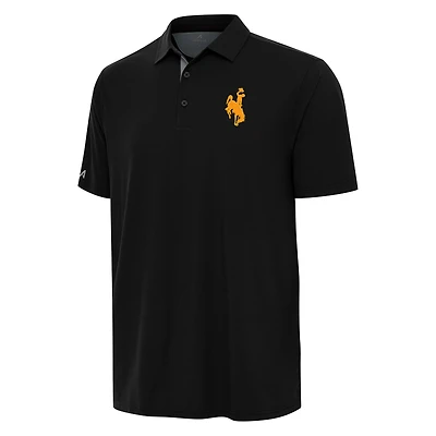 Men's Antigua Black Wyoming Cowboys Era Polo