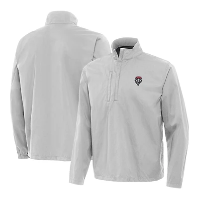 Men's Antigua Gray New Mexico Lobos Brisk Quarter-Zip Jacket