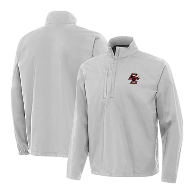 Men's Antigua Heather Gray Boston College Eagles Brisk Quarter-Zip Pullover Jacket