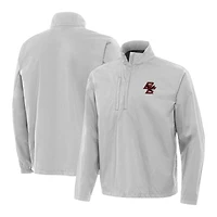 Men's Antigua Heather Gray Boston College Eagles Brisk Quarter-Zip Pullover Jacket