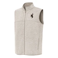 Men's Antigua Oatmeal Wyoming Cowboys Fortune Full-Zip Vest