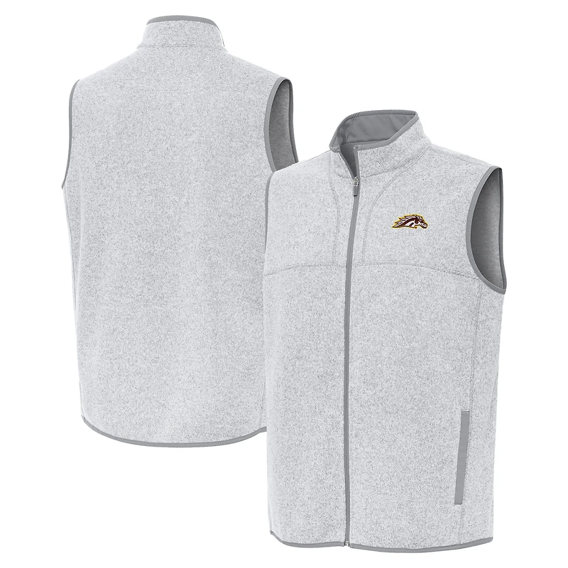 Men's Antigua Heather Gray Western Michigan Broncos Fortune Full-Zip Vest
