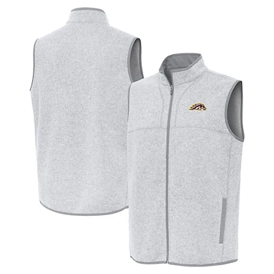 Men's Antigua Heather Gray Western Michigan Broncos Fortune Full-Zip Vest