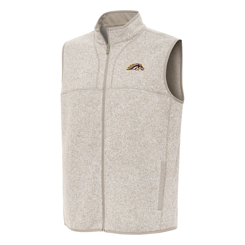 Men's Antigua Oatmeal Western Michigan Broncos Fortune Full-Zip Vest