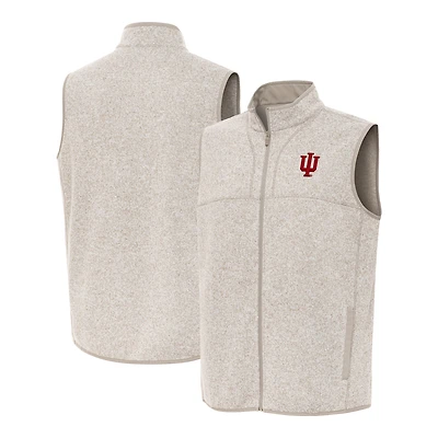 Men's Antigua Oatmeal Indiana Hoosiers Fortune Full-Zip Vest
