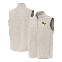 Men's Antigua Oatmeal Georgia Tech Yellow Jackets Fortune Full-Zip Vest