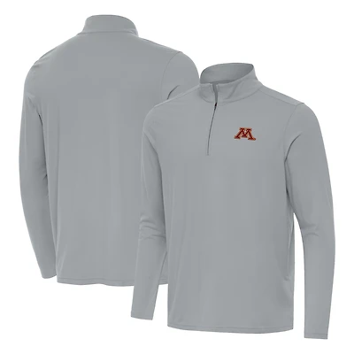 Men's Antigua  Gray Minnesota Golden Gophers Intent Quarter-Zip Pullover Top