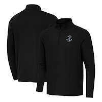 Men's Antigua Black Navy Midshipmen Intent Quarter-Zip Top