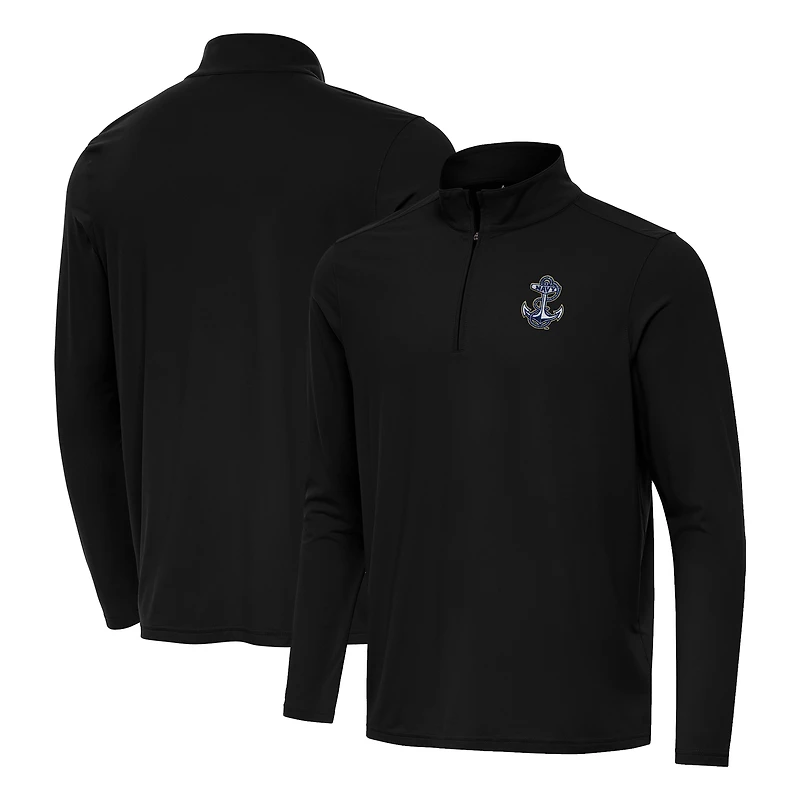 Men's Antigua Black Navy Midshipmen Intent Quarter-Zip Top
