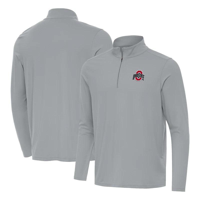 Men's Antigua  Gray Ohio State Buckeyes Intent Quarter-Zip Top