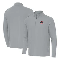 Men's Antigua  Gray Ohio State Buckeyes Intent Quarter-Zip Top