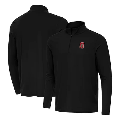 Men's Antigua Black Stanford Cardinal Intent Quarter-Zip Top
