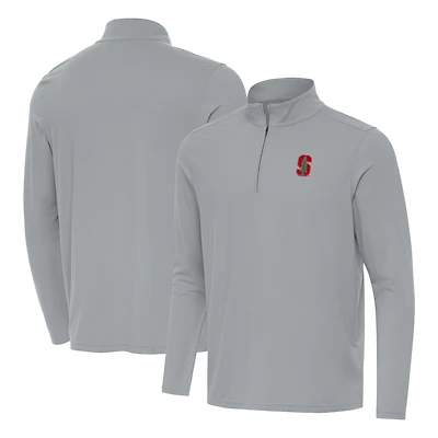 Men's Antigua Gray Stanford Cardinal Intent Quarter-Zip Top