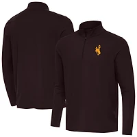 Men's Antigua  Brown Wyoming Cowboys Intent Quarter-Zip Top